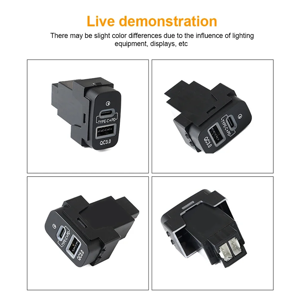 USB Car Quick Charger Type-C PD +Type A Socket For Mitsubishi Outlander Lancer EX Pajero Sport ASX V73 V93 V97 Phone Charging