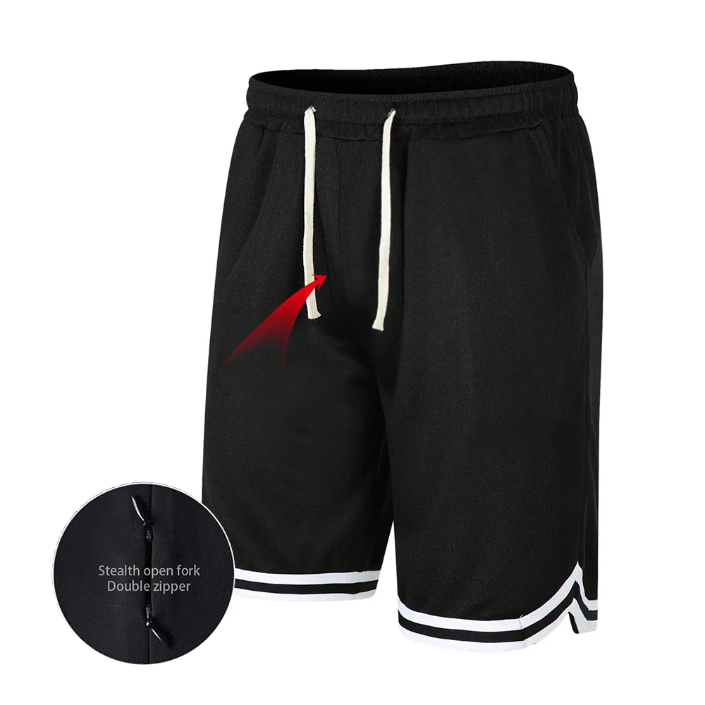 

Невидимые летние шорты с открытой промежностью для уличного секса, мужские брендовые спортивные штаны для бега, баскетбола, 5-точечные брюки, свободные, быстросохнущие, для фитнеса