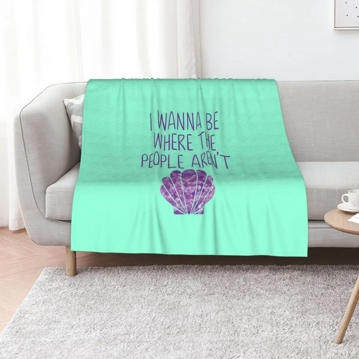 Couverture décorative "I Wanna Be Where The People Aren't" avec motif de sirène, idéale pour canapé, couverture douce et moelleuse de grande taille