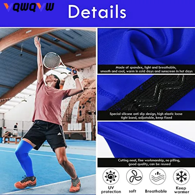 1Pcs Long Leg Sleeves Compression Leg Full Long Knee Sleeves Elastic Sports Long for Men Women Running Basketball Football