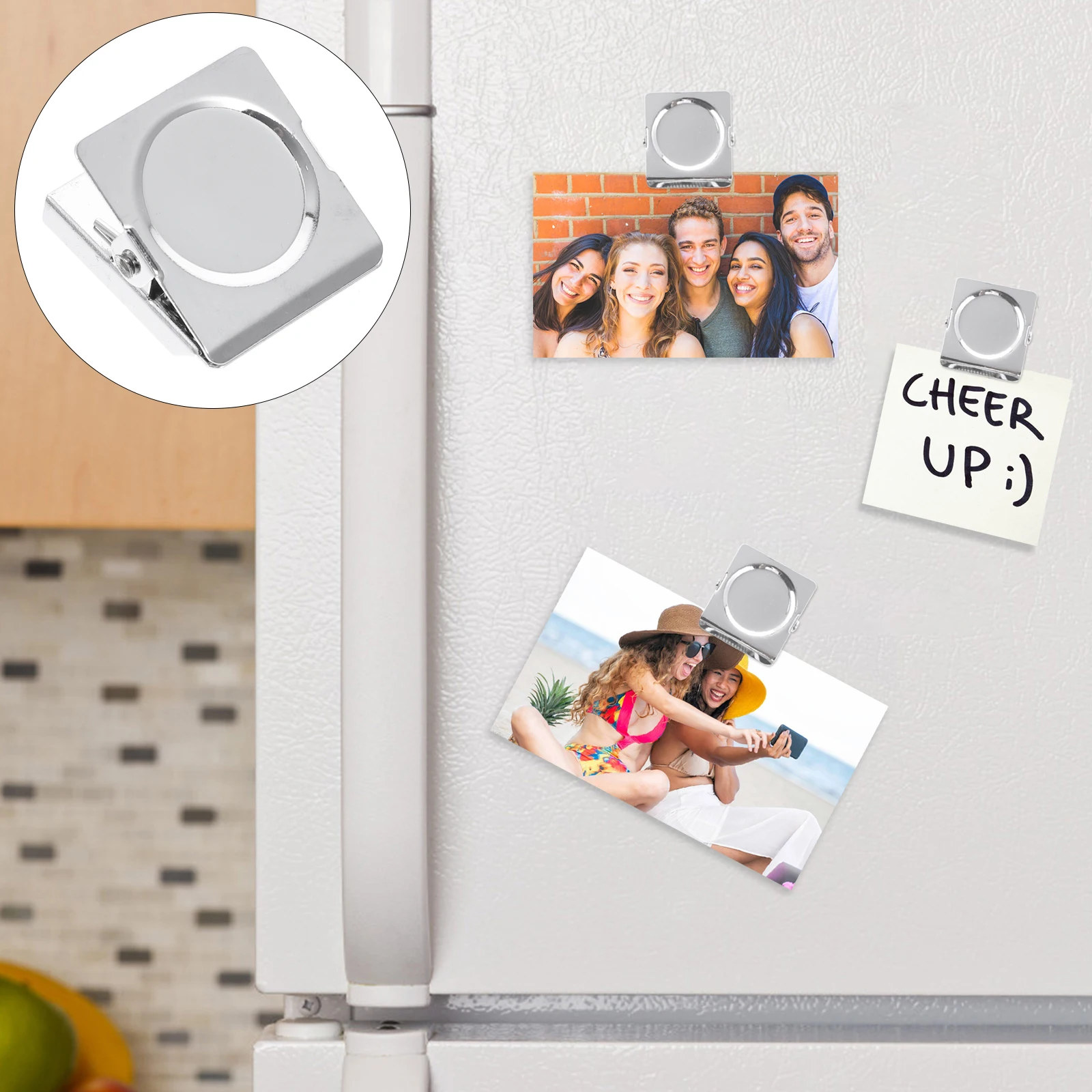 

6 Pcs 31mm Magnetic Clips Square Metal Stainless Steel Heavy Duty Memo Note Refrigerator Clip Non Slip Travel Use