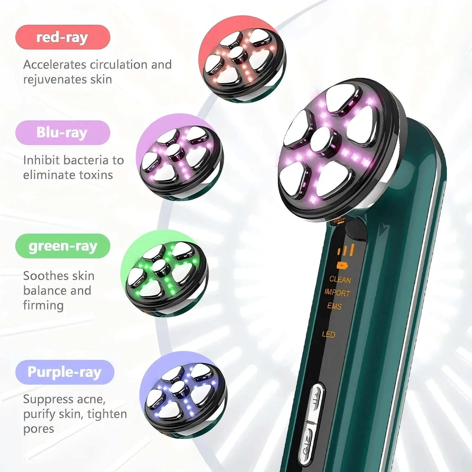 مكركرنت جهاز الوجه آلة شد الوجه الرقبة الجلد تشديد مدلك مصباح ليد الفوتون الاهتزاز تجديد الجمال أداة #2