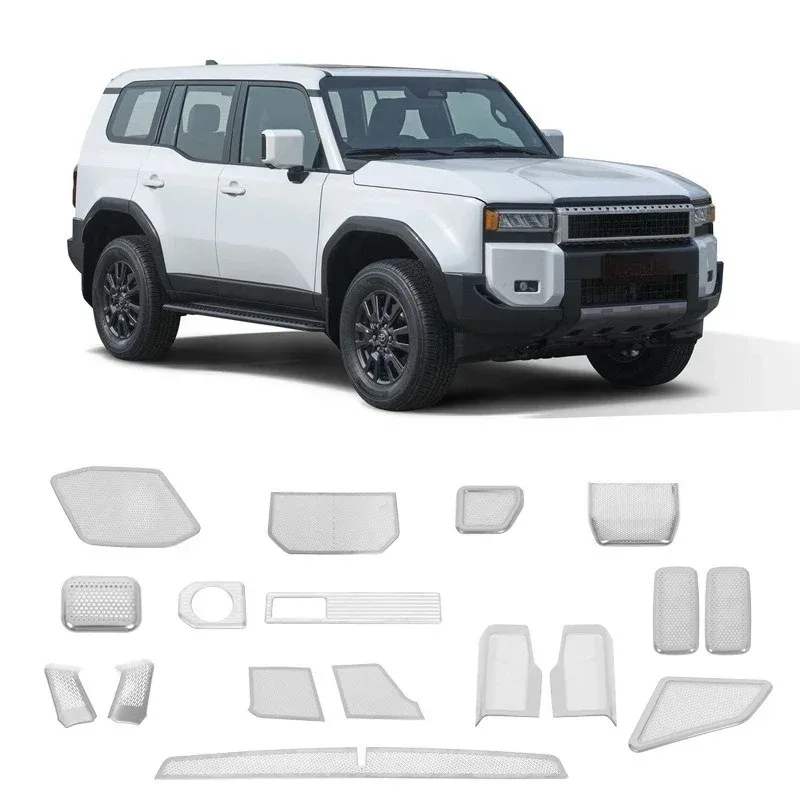 For Toyota Land Cruiser Prado 250 LC250 2024-2026 Silver Car Dashboard Side Air Vents Horn Cover Trim Interior Car Accessories