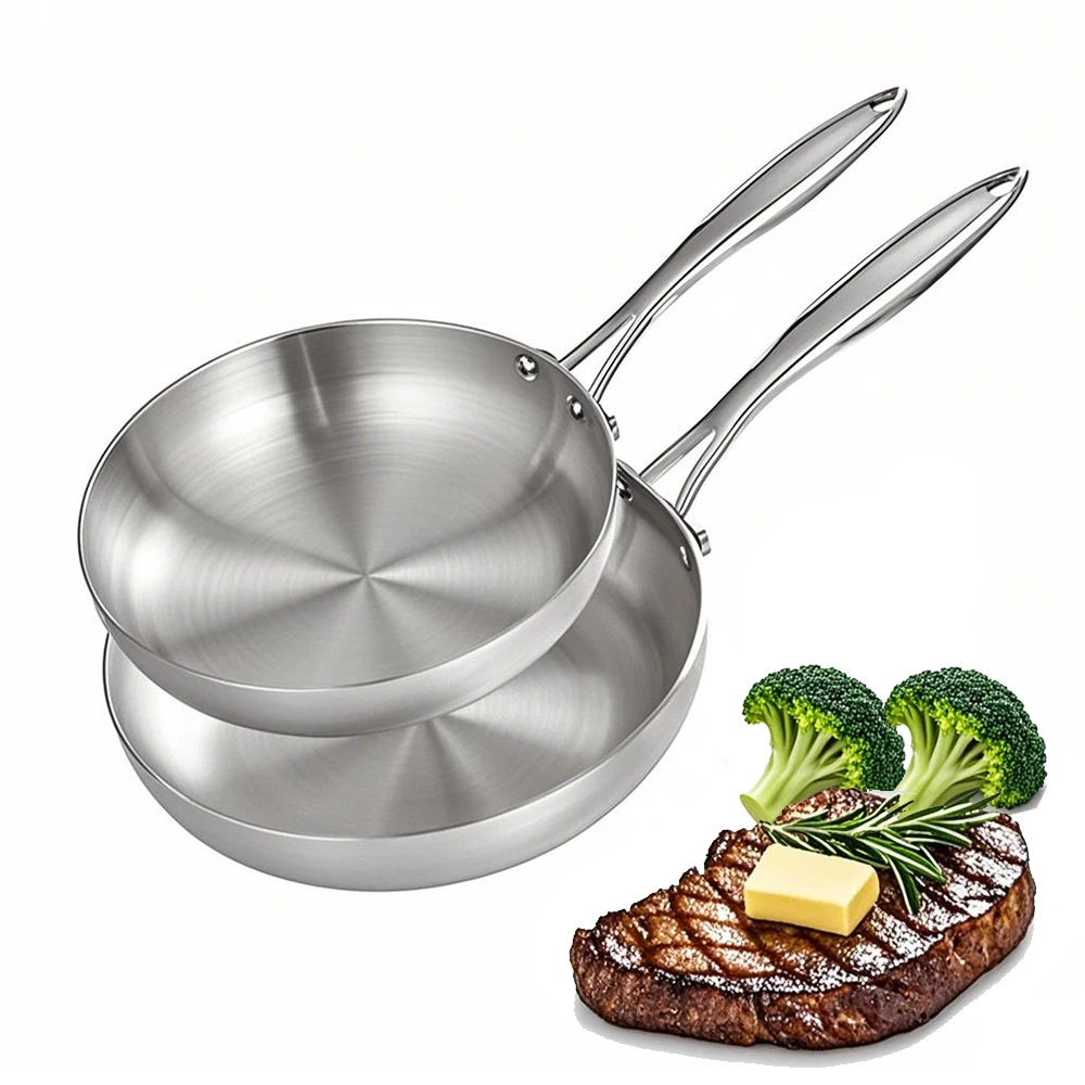24 CM/28 CM Padella In Acciaio Inox 304 2 MILLIMETRI di Spessore Wok Padella Antiaderente Bistecca Fritta Pentola Non Rivestimento Pentole Da Cucina Pentola
