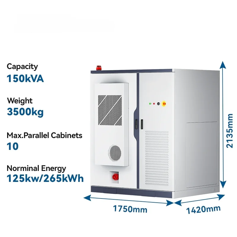 بطارية Nuovolt Lifepo4 125Kw 200Kwh 265kwh خزانة تخزين الطاقة الصناعية والتجارية نظام البطارية الشمسية عالي الجهد #2