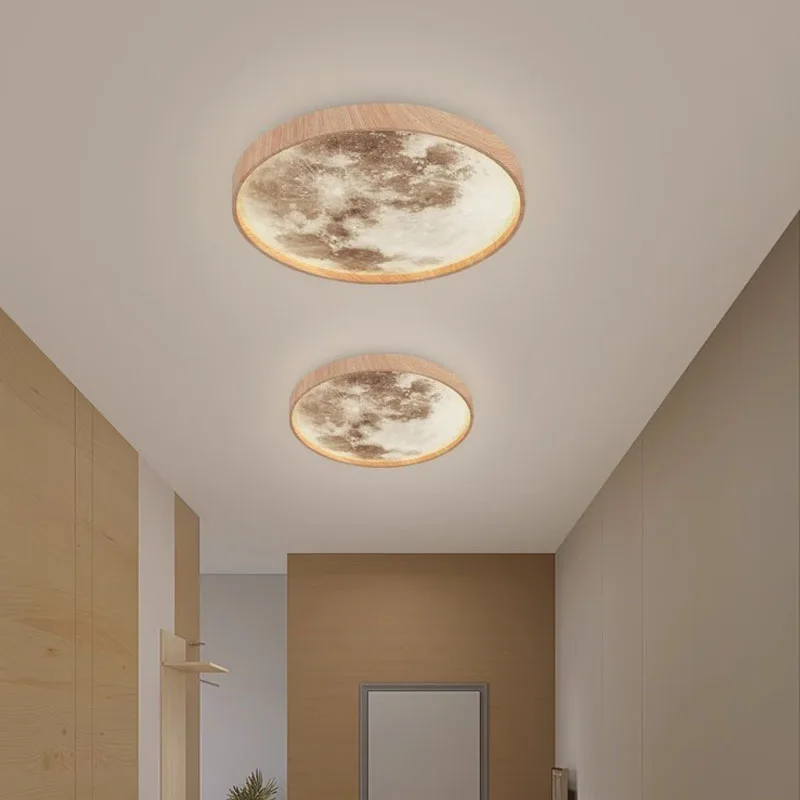 Nordic LED Ceiling Lamp wooden Moon for  aisle balcony Bedroom Dining Room Ceiling Lights Home Indoor Lighting Decor Lamp