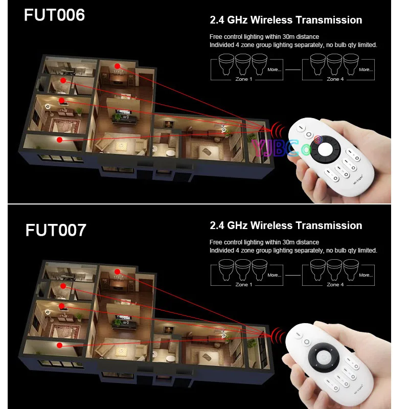 2.4G Color temperature LED Controller 4 Zone Rotating Wheel Remote Light dimmer Switch work for Miight Miboxer CCT Series Light