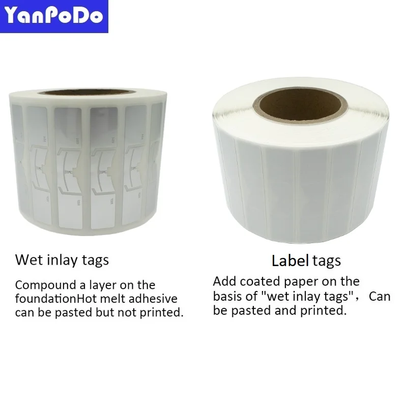 YANPODO RFID UHF Tags Label Sticker 860-960mhz U9 EPC Gen2 ISO18000-6C RFID Adhesive Label UHF Tags