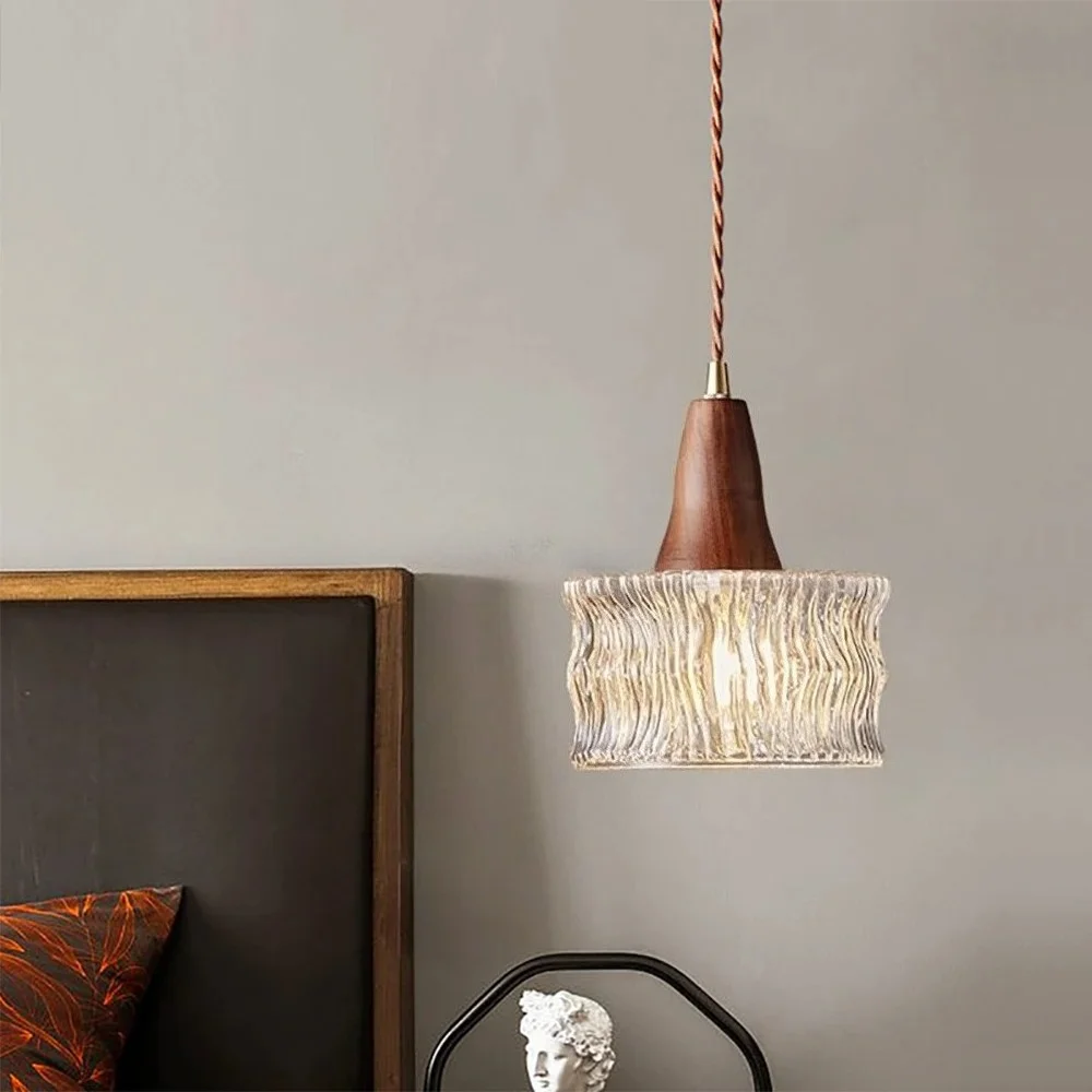 Modern Nordic Ripple Glass Creative Small Pendant Light Decoration Indoor Home Lighting Suitable for Kitchen Dining Room Bedroom
