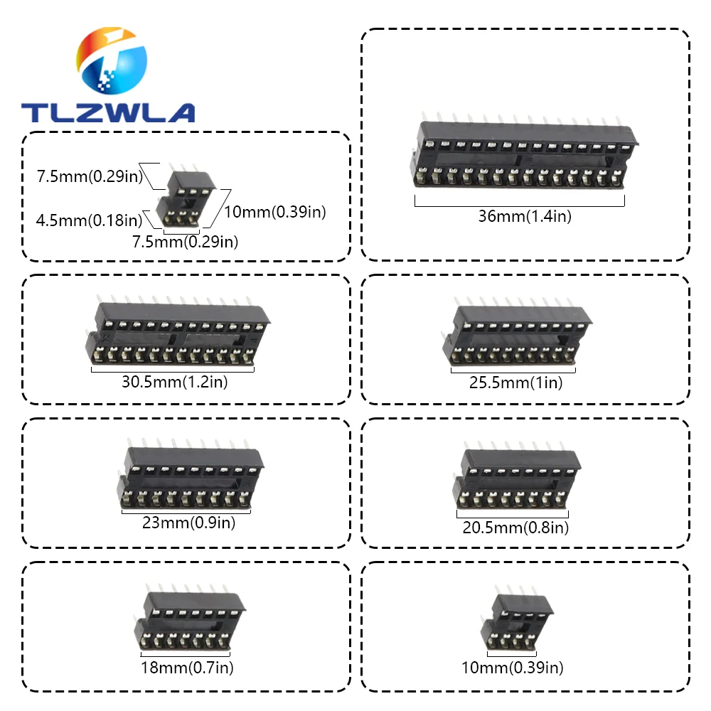 10ชิ้นซ็อกเก็ต IC DIP6 DIP8 DIP14 DIP16 DIP18 DIP20 DIP28 DIP40พินตัวเชื่อมต่อซ็อกเก็ตจุ่ม6 8 14 16 18 20 24 28 40Pin