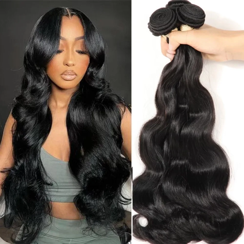 1/3/4 PCS 10-40 Inch Body Wave Human Hair Extensions Weave Bundles Natural Color Brazilian Hair 100% Human Hair Bundles