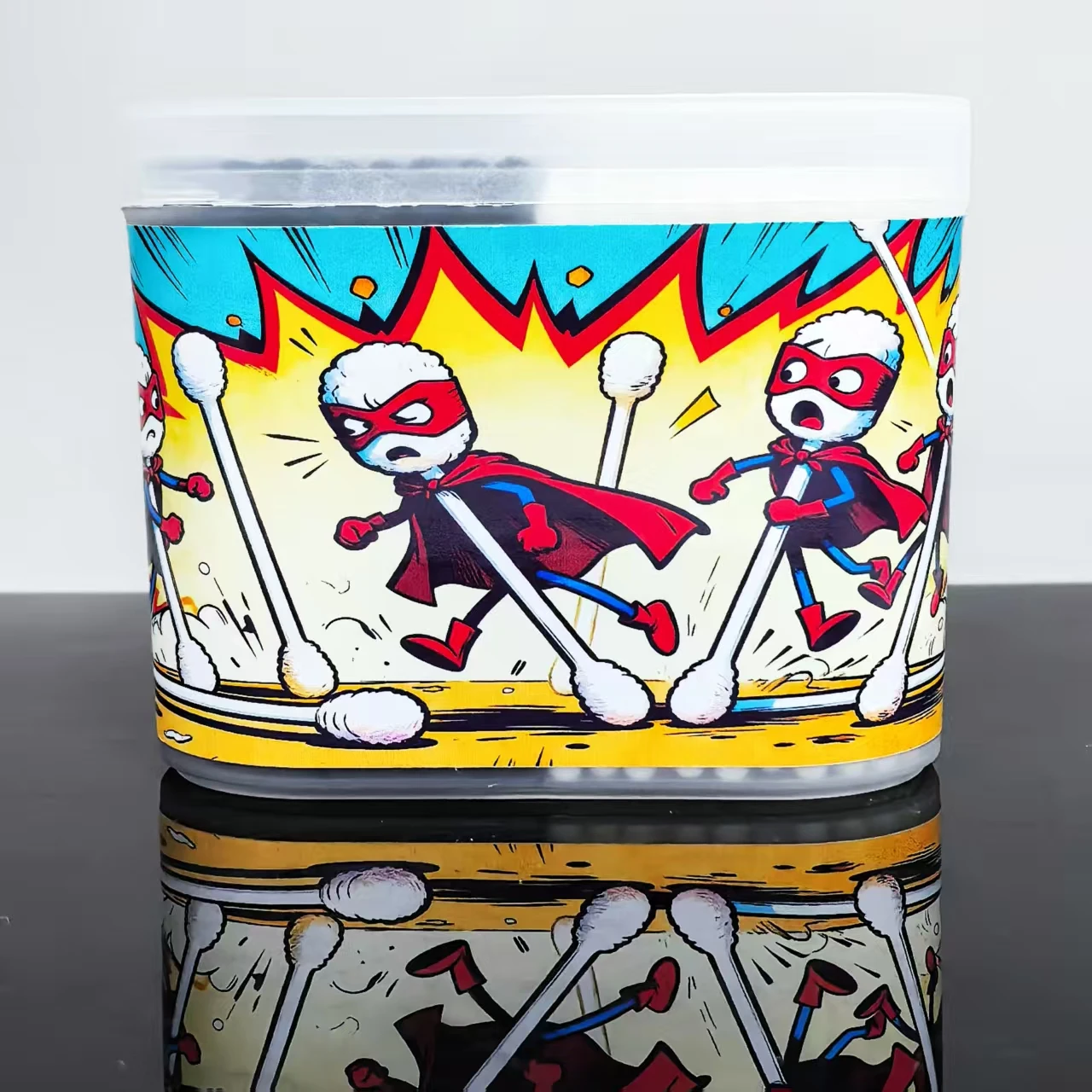 300개 흑백 양면 이중 색상 박스 포장 면봉, 창의적인 패턴이 있는 성인용 면봉