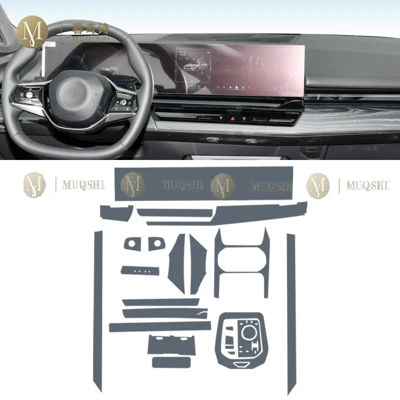 MUQSHI pre cut car interior transmission panel TPU protective film center console scratch resistant For BMW G60 Series 5 i5 M60