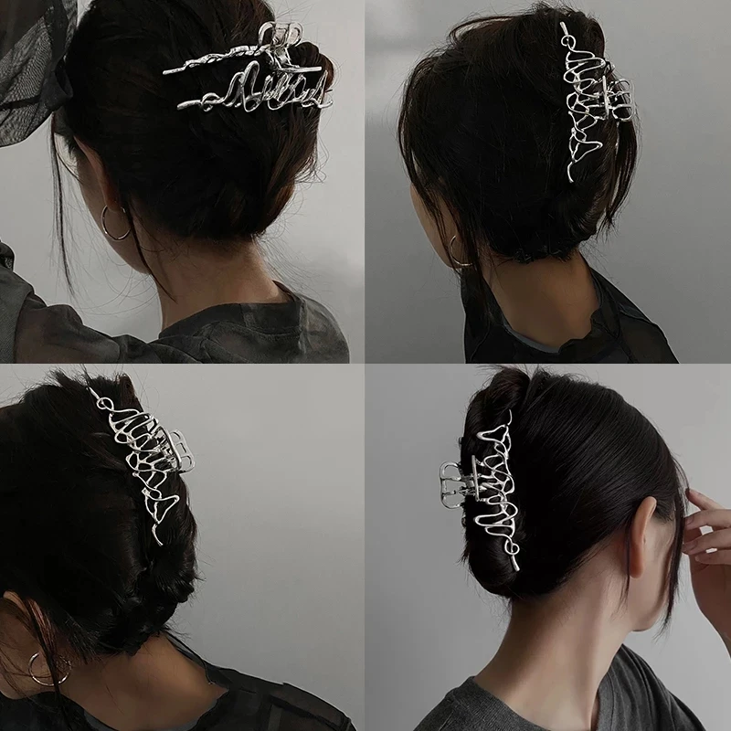 Artiglio per capelli in metallo irregolare alla moda Fermagli per capelli vintage Forcina per granchio Semplici mollette geometriche Fascia per capelli Accessori per capelli Copricapo