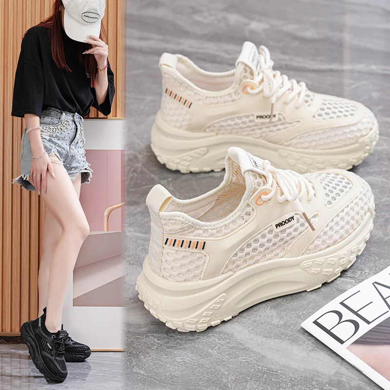 

2025 Summer New Mesh Breathable Fashion Sports Running Shoes for Women Lightweight Soft soled Casual Shoes