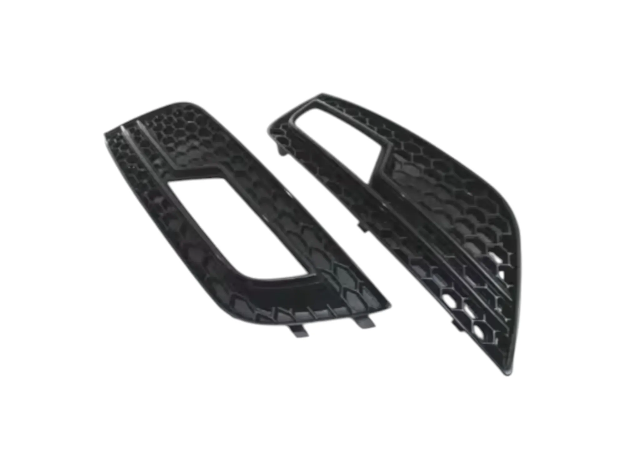 1 Pair for L & R Sides Honeycomb Vented Black Fog Light Grille For Audi A4 B8.5 Models (B8 facelift)