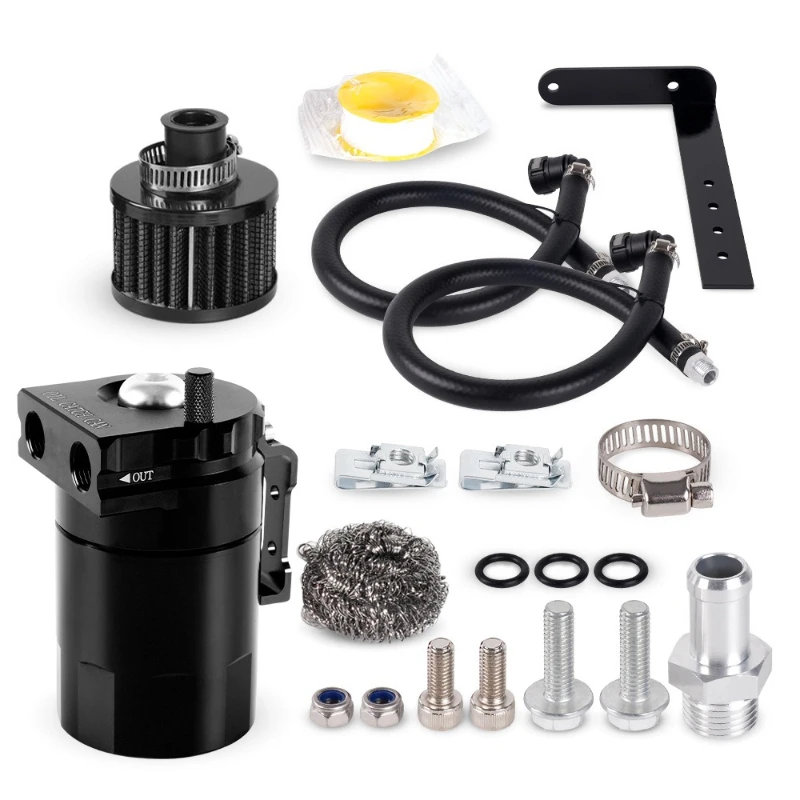 

Universal Car 300ML Oil Separator Catch Can Aluminum Alloy Engine Air Oil Separator Tank Reservoir Cars Fuel System Accessories