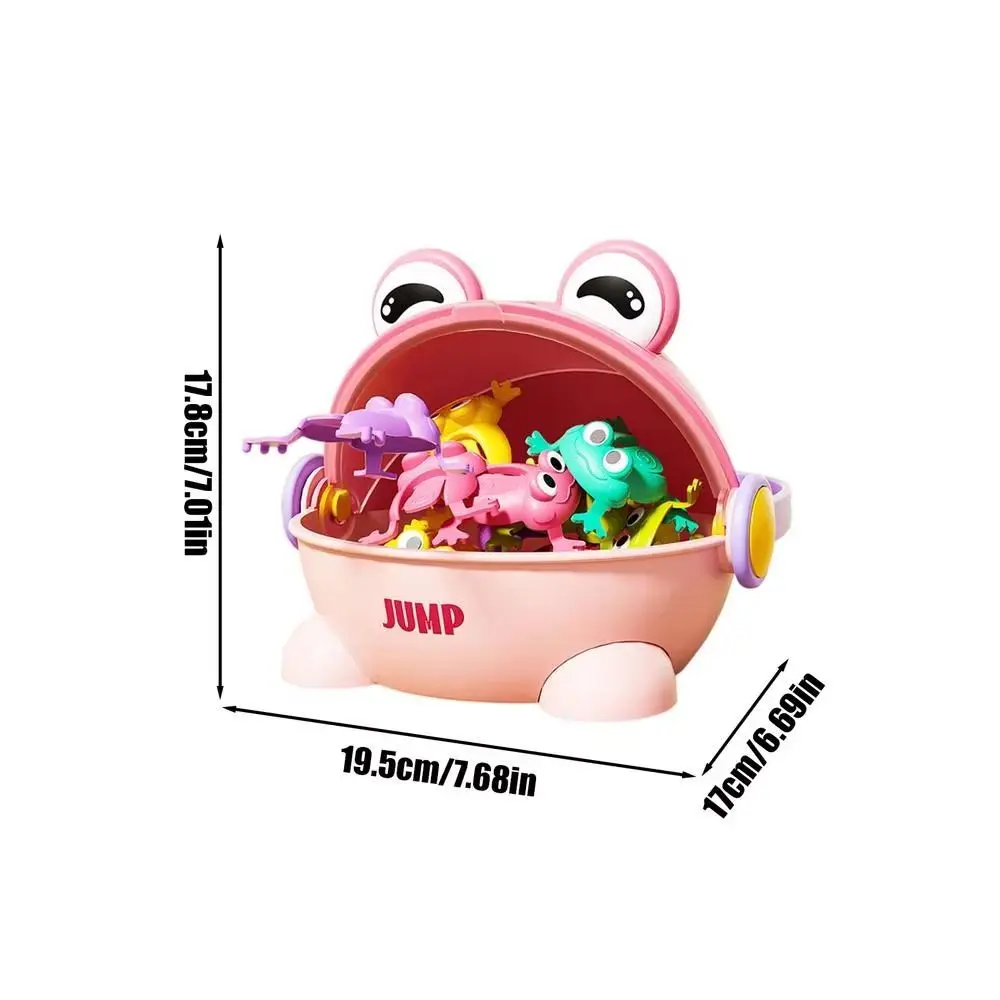 Assorted Colors Fun Jumping Frog with Storage Bucket Cute Animals Bouncing Toad Game Reusable Parent-child Bounce Finger-press