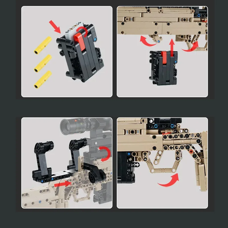 Balas modelo de arma bloco de construção kit série militar rifle sniper jogo tiro meninos montagem brinquedo moc pequenas tijolos presentes do feriado