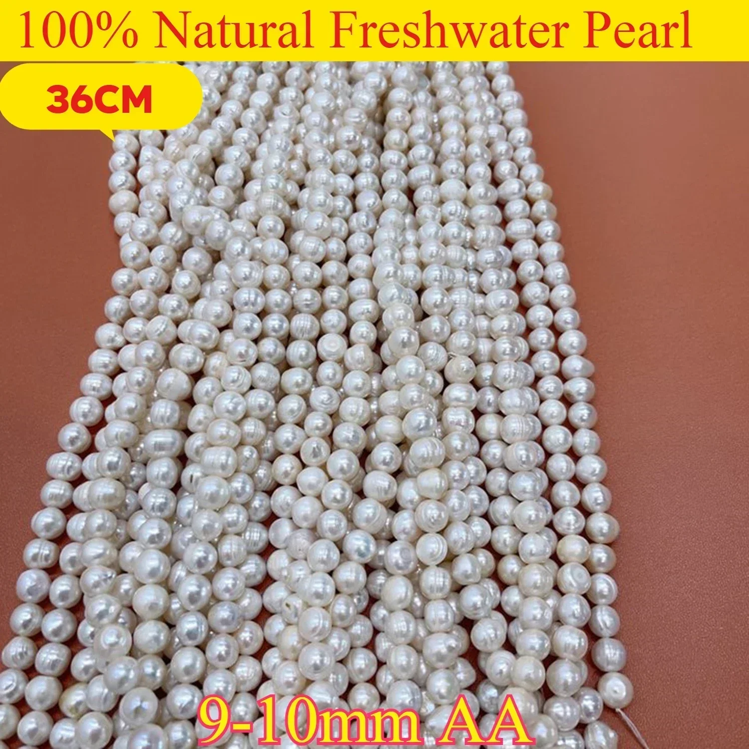 

9-10mm AA Lustrous New Hot Sale Round Natural White Freshwater Pearl Bead Jewelry Make DIY Necklace Bracelet Accessories Wedding