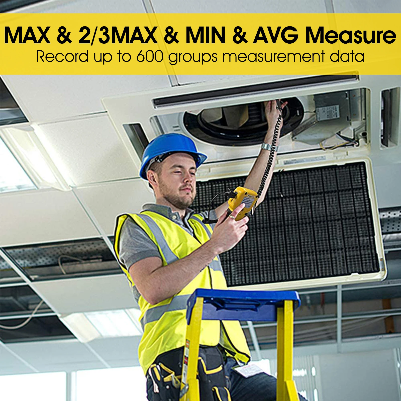 

Kethvoz KE-846A HVAC Anemometer, Split Type CFM Wind Speed Meter 0.3-45m/s, Airflow Tester with Data Storage for AC System