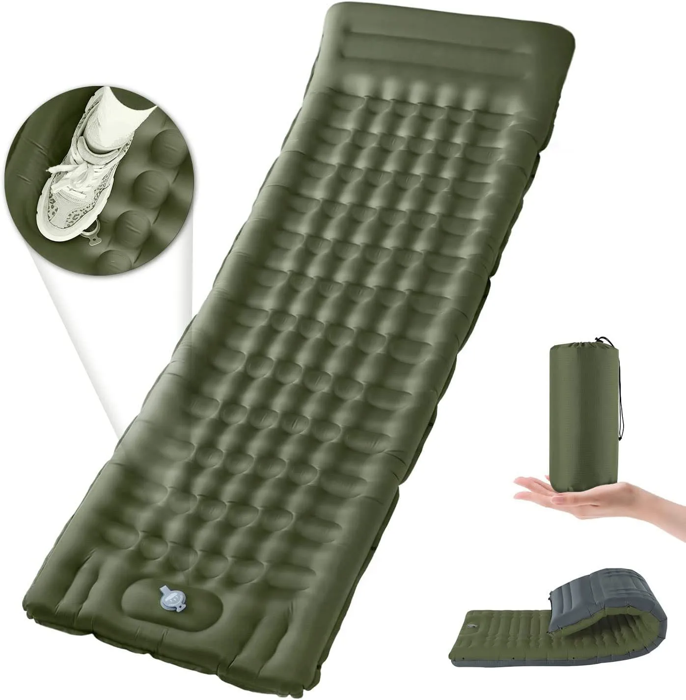 Waterproof Inflatable Sleeping Mattress Outdoor Camping Cushion With Storage Bag Pillow Foldable Foot Air Filling Mat Bed