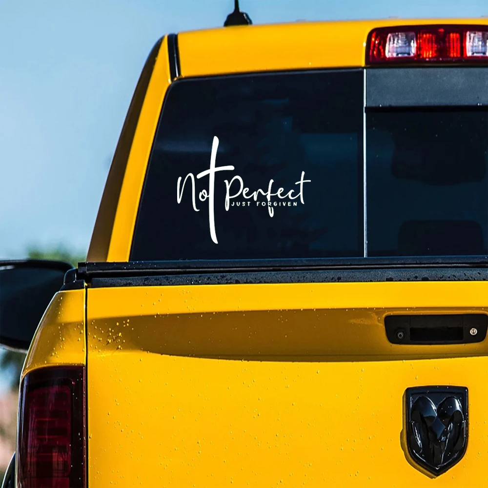 Not Perfect Just Forgiven Cross Car Sticker  Christian God Jesus Auto Vehicle Bumper Windshield Windscreen Hood Decal Decor