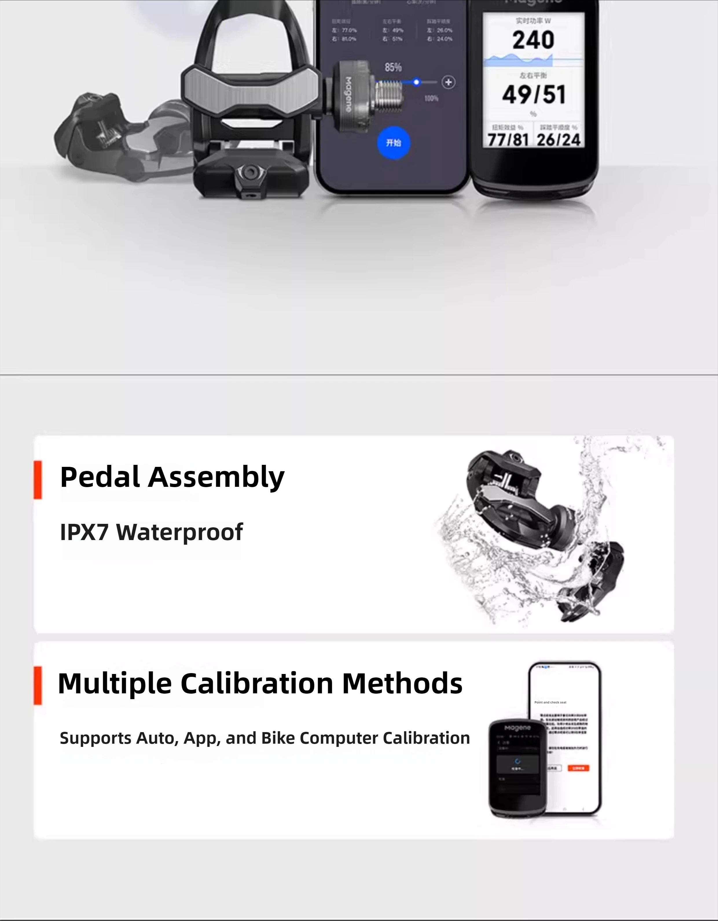 Magene P715 Pedal-Based Cycling Power Meter Dual-sided Bike Pedals ±1% Power Accuracy Bluetooth ANT+ Optimized for KEO&SPD-SL
