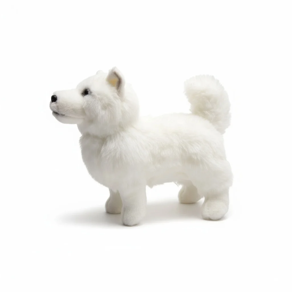Juguete de peluche samoyedo realista, muñeco de perro de peluche, juguete suave para abrazar para niños, regalo de cumpleaños y Navidad