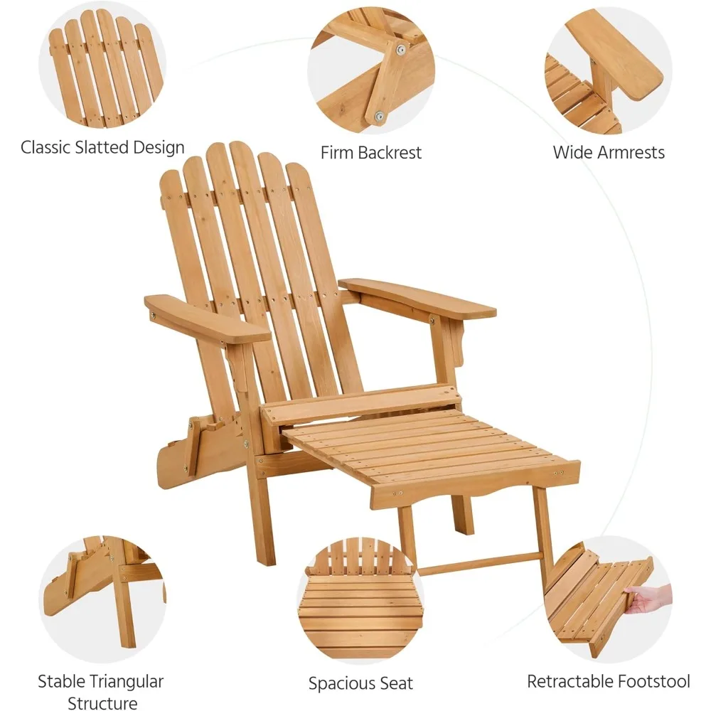 كرسي آديرونداك قابل للطي من Yaheetech مع كرسي حديقة من الخشب الصلب قابل للسحب بسعة 300 رطل، كرسي صالة حفرة النار #5