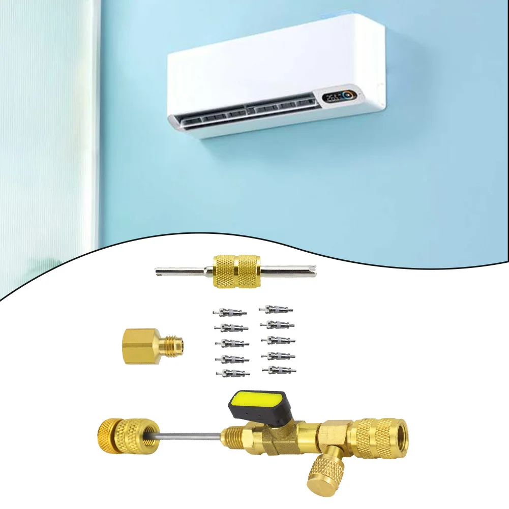 

Valve Core Remover Installation Air Conditioner Repair Tool With Brass Adapter For 1/4-inch 5/16-inch Brass Interface Adapters