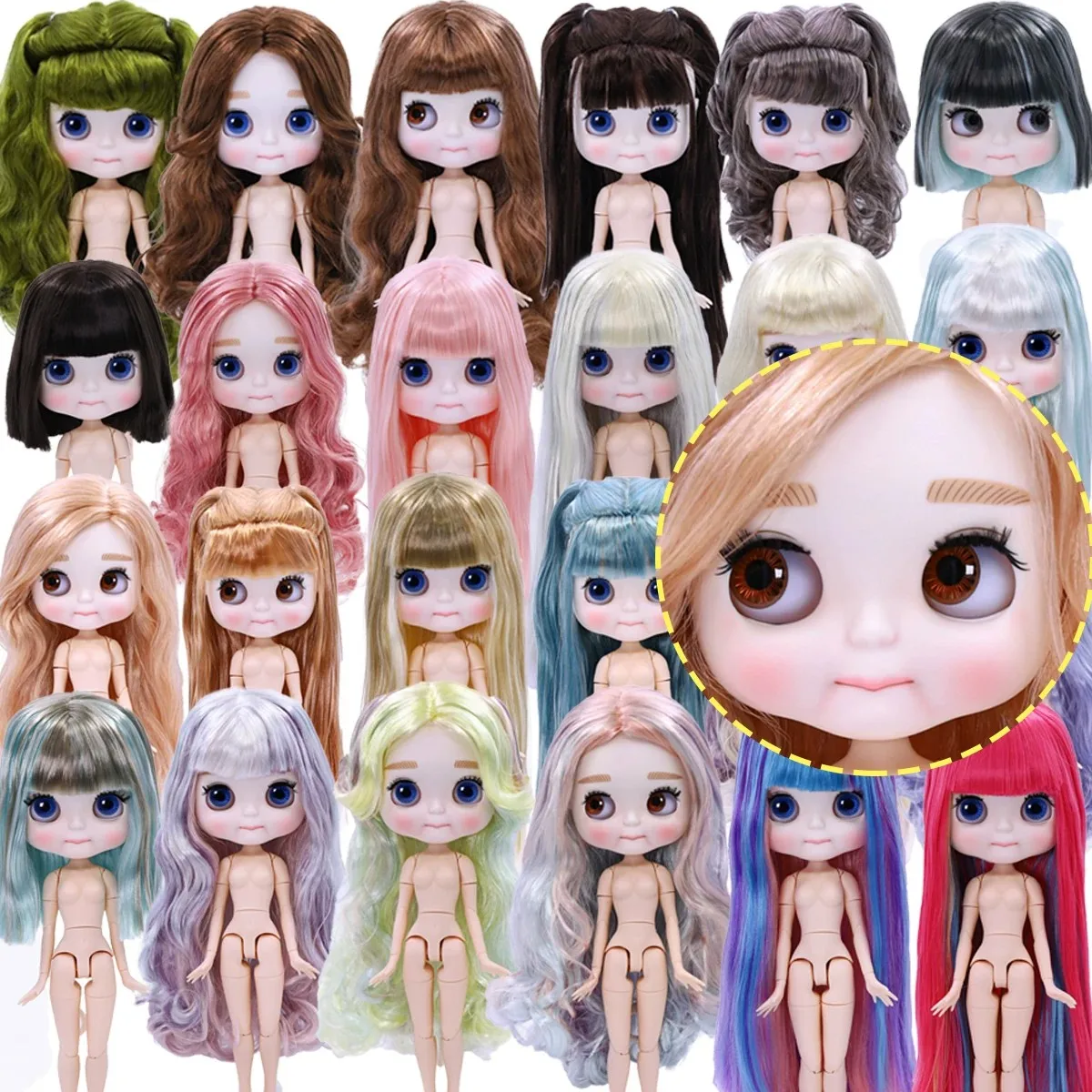 1/6 ICY DBS Blythe Doll White Skin Pursed Lips Airbrushed Makeup Big Eyes Cute Matte Finish Face 19 Joints For Collectible Doll
