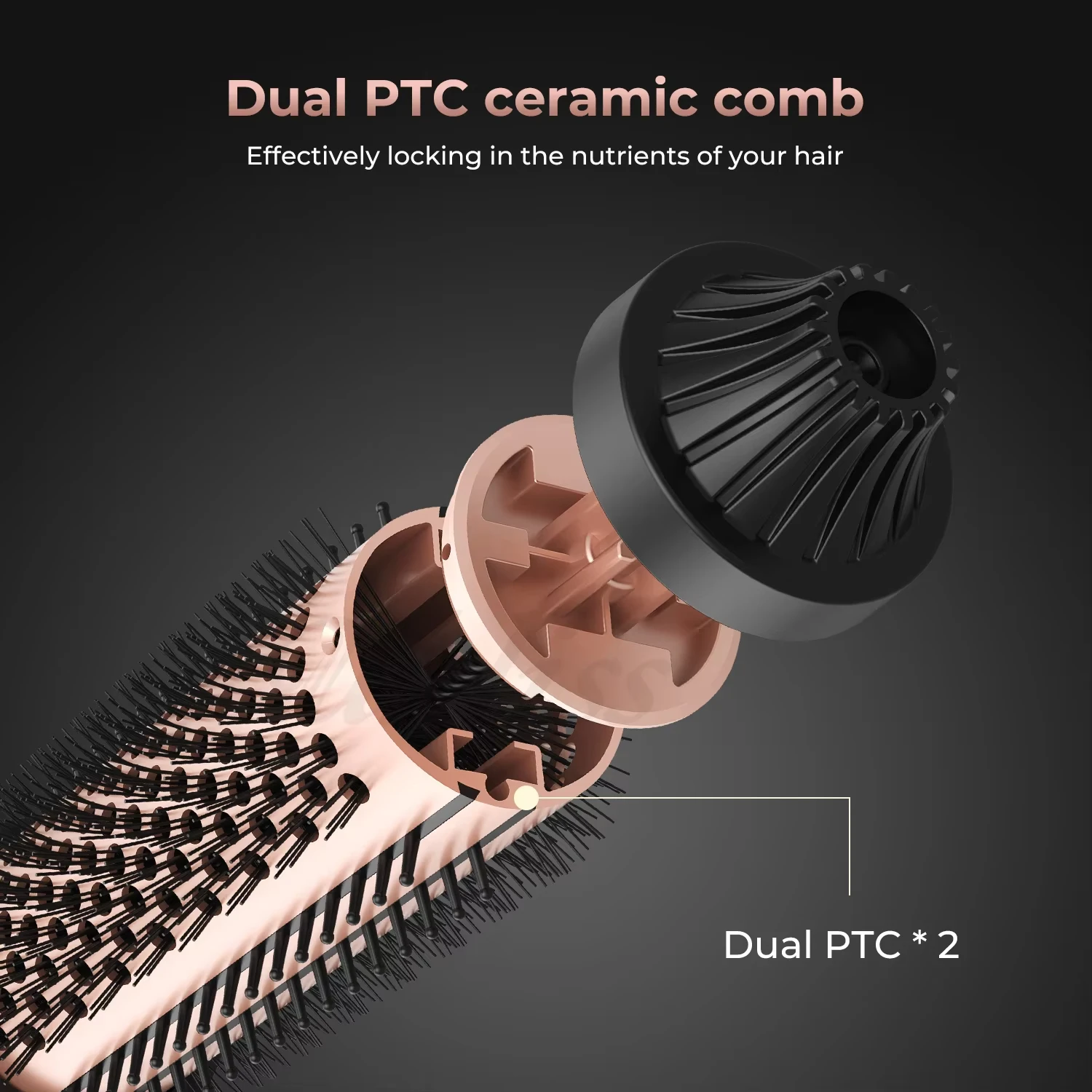 1.5 Inch Thermal Brush 10 Temp Settings Negative Ion Thermal Round Brush Hair Curler Volumizing Brush Comb Curly Hair Tool