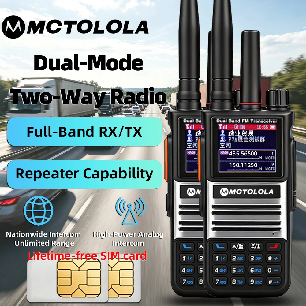 MOTOLOLA 4G POC Dual Mode Walkie Talkie 5W Power Full Band UHF VHF Two-Way Radio Lifetime Free SIM Card Nationwide Unlimited Ran