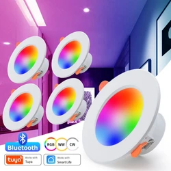 Tuya Smart LED Downlight AC 220V 10W RGB WW CW Bluetooth Lampa sufitowa Ściemnialna kontrola aplikacji do oświetlenia salonu w sypialni