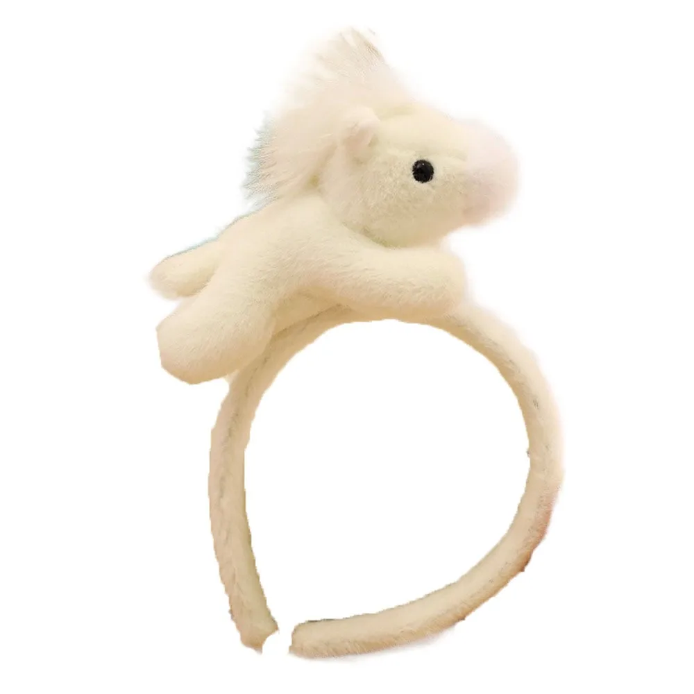 

Exquisite Cartoon Horse Hair Hoop Mascot Plush 2026 New Year Headband Solid Color Pony New Year Headpiece Masquerade Party