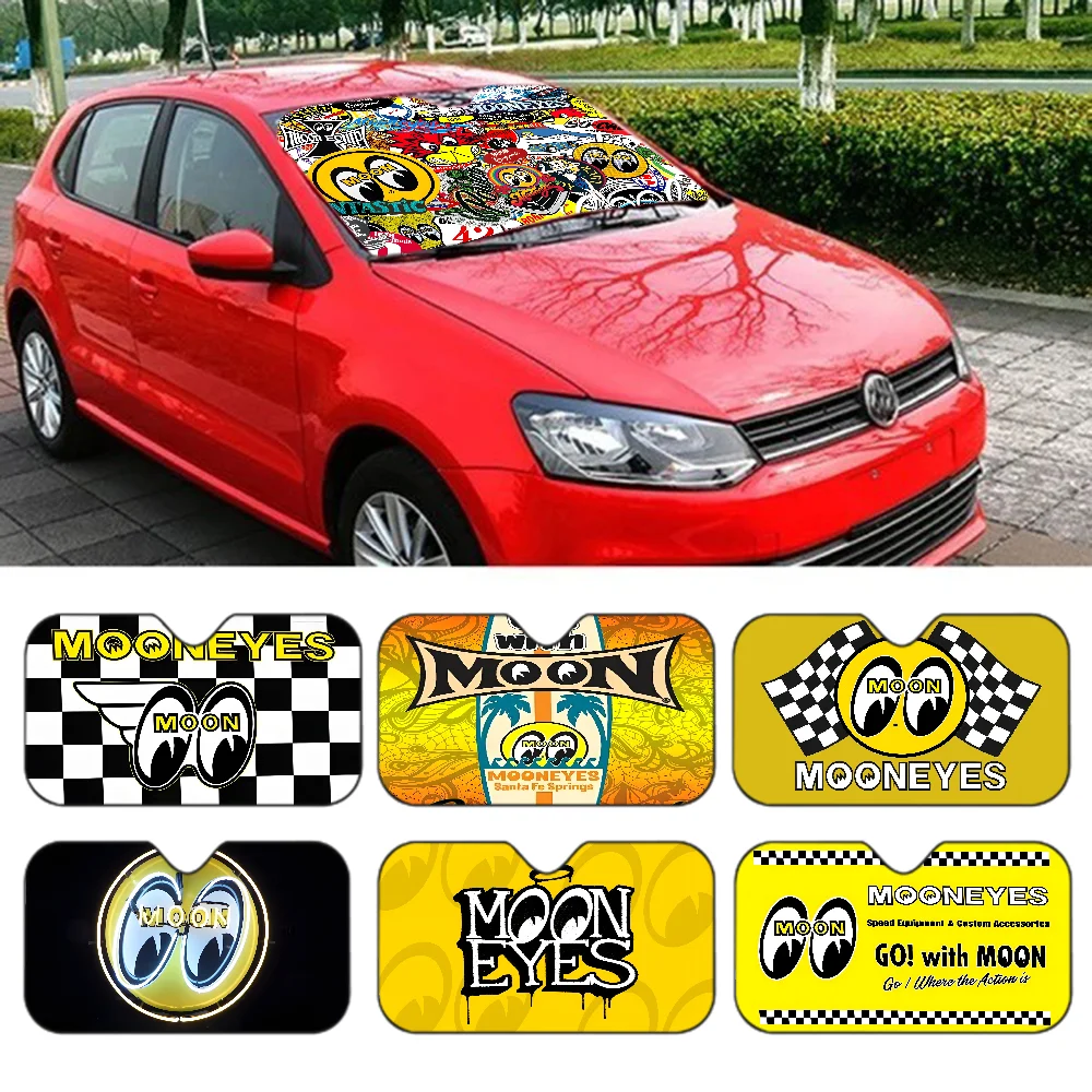 Mooneyes Car Sunshade Front Sunscreen Heat Insulation Cooling Aluminum Summer Car With Cartoon Glass Cover image 3