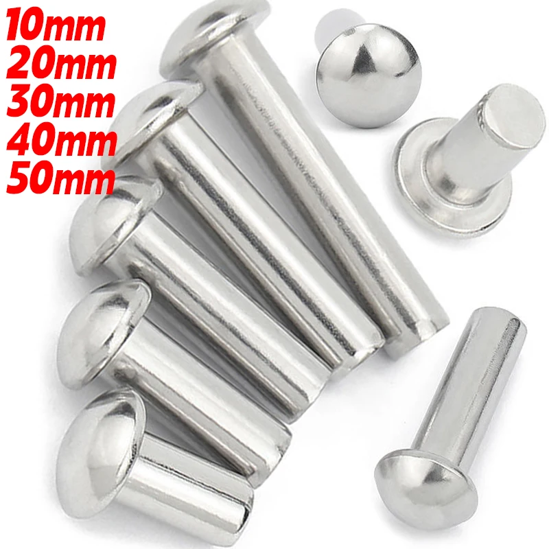10/100pcs M6x10/20/30/40/50mm Aluminum Alloy Round Head Rivet Self-plugging Hammer Rivets Fasteners Self Plugging Screw Hardware