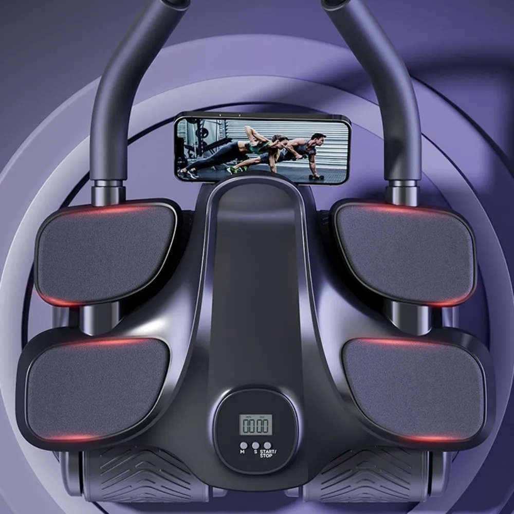 Rodillo de entrenamiento Abdominal de cuatro ruedas, soporte de 4 codos, máquina de ejercicio Abdominal de rebote automático, multifuncional efectivo