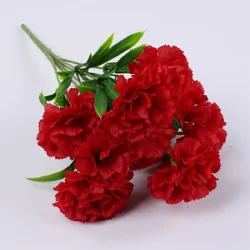 11Head Carnation Artificial Flowers Plastic Fake Plants Carnation Silk Forever Flowers Home Party Wedding Decor