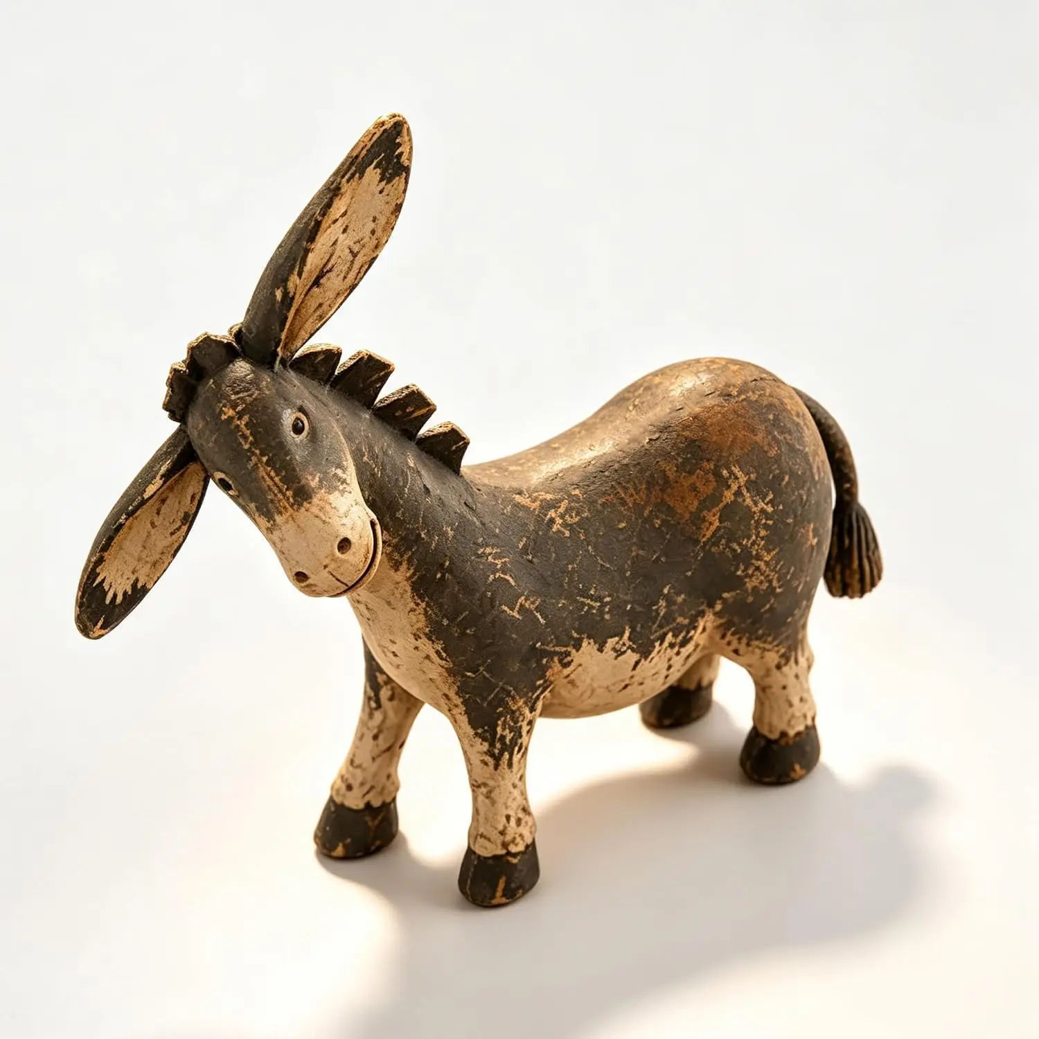 Rustic Distressed Donkey Figurine, Resin Vintage Animal Statue For Farmhouse Home Mantel Shelf Tabletop Decor