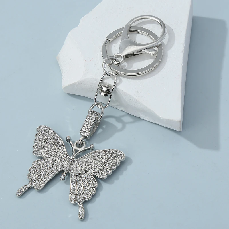 Cute Animal Keychain Hollow Butterfly Crystal Key Ring Enamel Key Chains Souvenir Gifts For Women Men DIY Handmade Jewelry