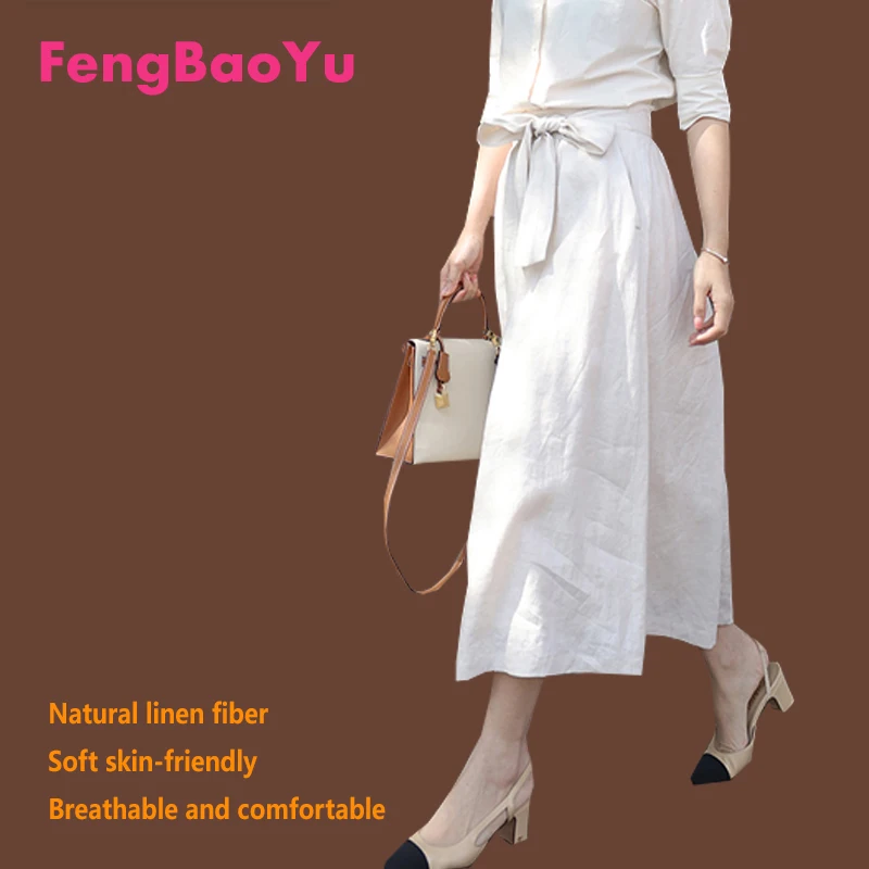 

Linen Spring Summer Women's Skirt White Strap Outdoor Casual Dress Loose Size 3XL Fat Girl 100KG Breathable and Absorbent Sweat