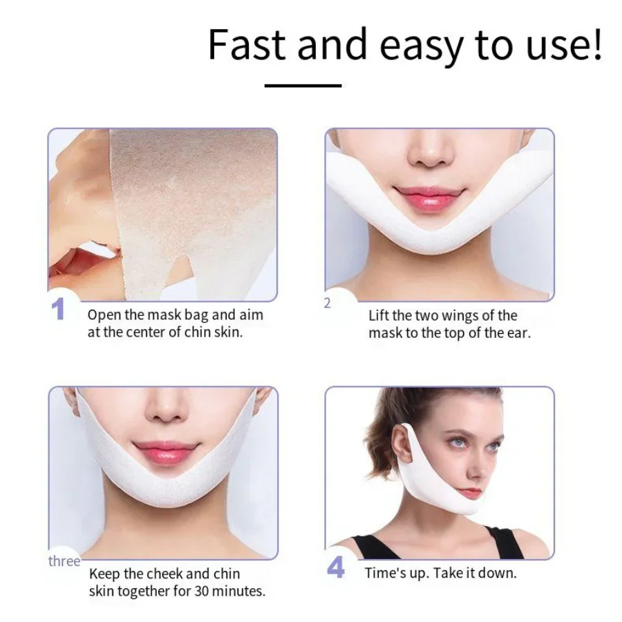 Mascarilla reutilizable con línea en V para hombre y mujer, máscara para esculpir la cara, Correa facial, gancho para la oreja, herramienta reutilizable de doble mentón