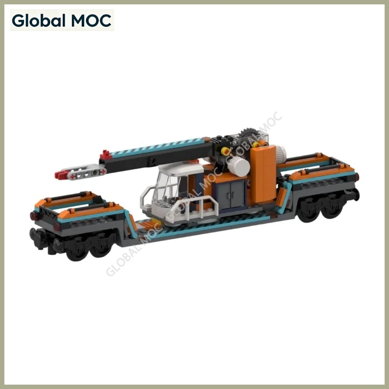 Simulated Railway Train Extension Pack MOC Building Blocks Crane Car Cargo Wagon Observation Coach Puzzle Bricks Toy For Fans