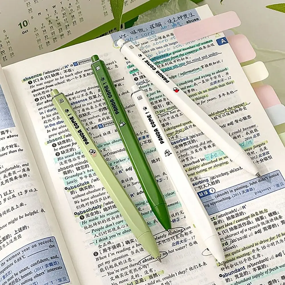 

4 PCS/Box Cartoon Panda Gel Pen 0.5mm Black Ink Quick-Drying Signature Pens Ball-point Pen Student Stationery