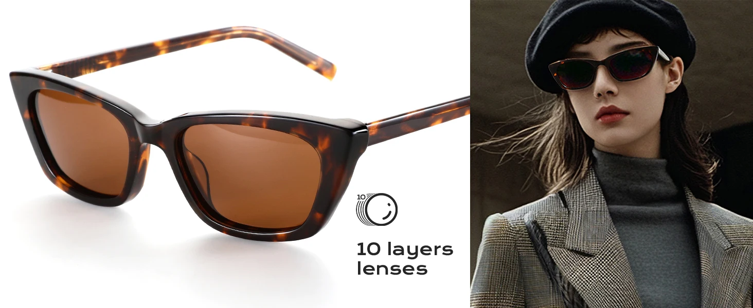 ZENOTTIC Kleine Cat Eye Polarisierte Sonnenbrille Damen Fashion Shades UV-Schutz Handgefertigte Acetat-Sonnenbrille Trendy – Detail 4