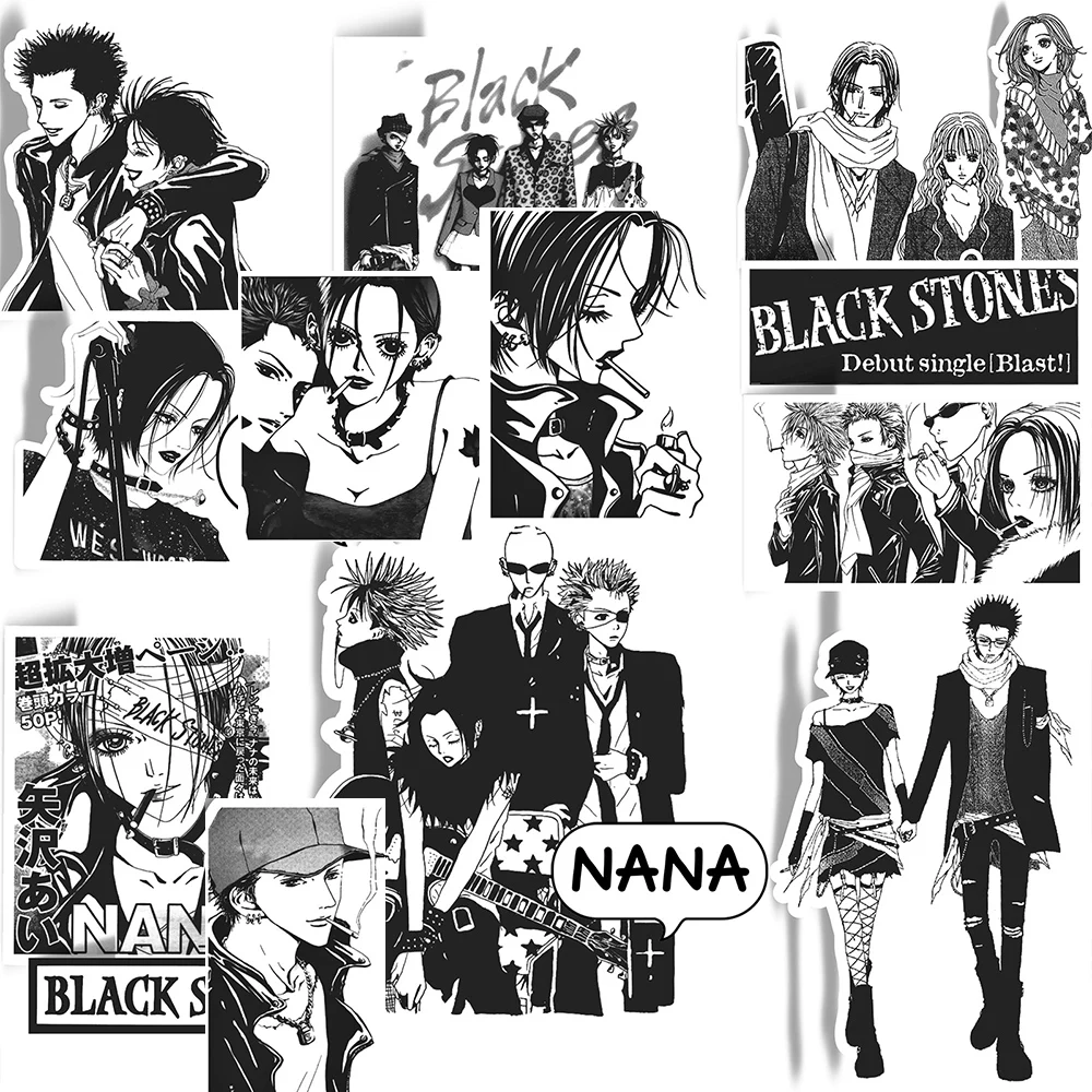 10/30/65pcs Black White Japanese Anime NANA Stickers Komatsu Nana Oosaki Nana Decals Laptop Motorcycle Car Waterproof Sticker