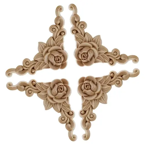 Imagen 1 del producto Molduras decorativas, calcomanía tallada en madera, decoración de esquina de madera, apliques de madera, apliques de esquina, apliques de muebles