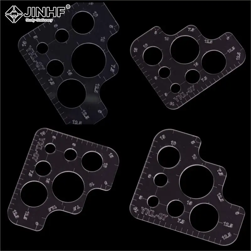 1PCS Acrylic Rounded Ruler R Rules DIY Supply Tool Full Size Template For Handmade Leather Style Pattern Drawing Ruler